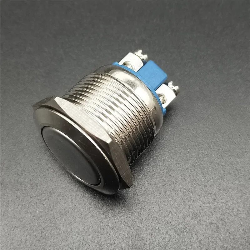 19mm Metal Push Button Switch IP67 Nickel plated brass press button Self locking 1NO High Flat domed Round Momentary