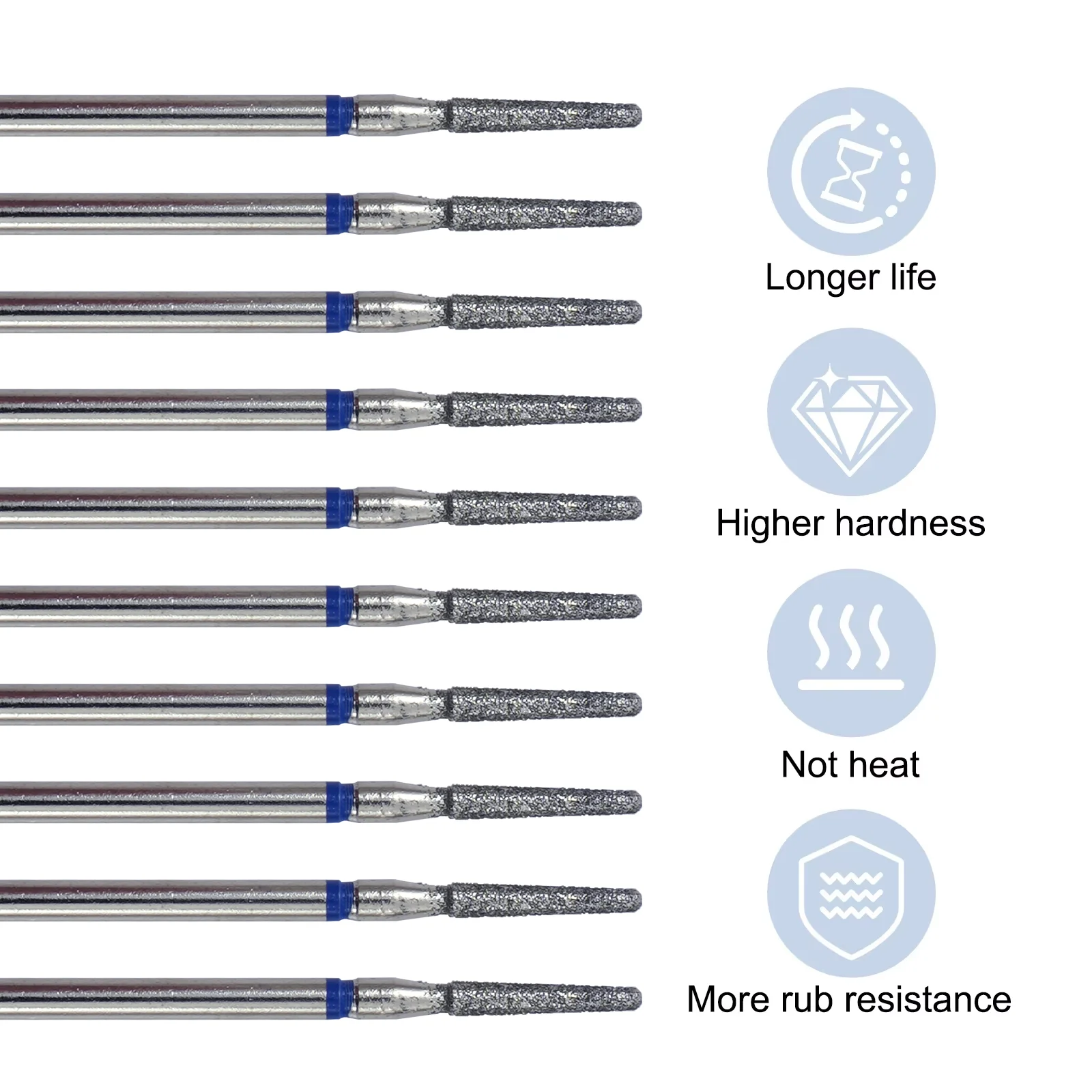  10Pcs Diamond Nail Drill Bits Rotary Electric Nail Drill Machine Milling Cutter Pedicure Manicure Polishing Strong Nail File