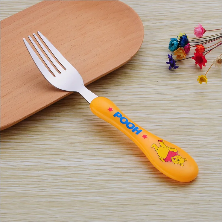 Disney Stainless Steel Fork Spoon Chopsticks Children\'s Breakfast Supplements Cartoon Winnie the Pooh Cutlery Home Kitchen Sets