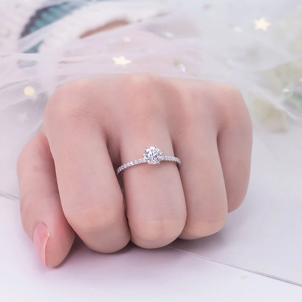 

1CT D Color Round Cut 14K White Gold Lab Grown Diamond Engagement Ring CVD HPHT Lab diamond With IGI Certificate