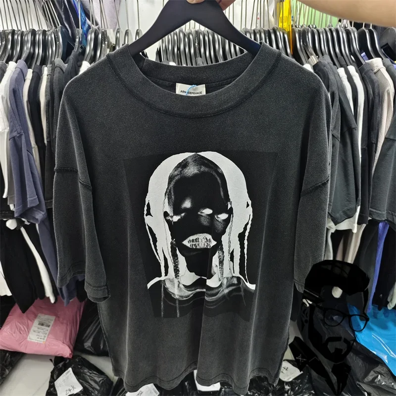 

Arnodefrance hip-hop black avatar printed men's T-shirt loose casual oversized