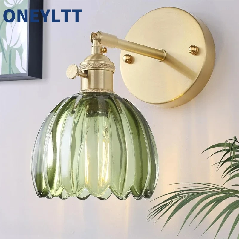 

Home wall lamp, bedroom bedside lamp, Nordic minimalist retro living room wall lamp, creative modern light luxury brass lamp