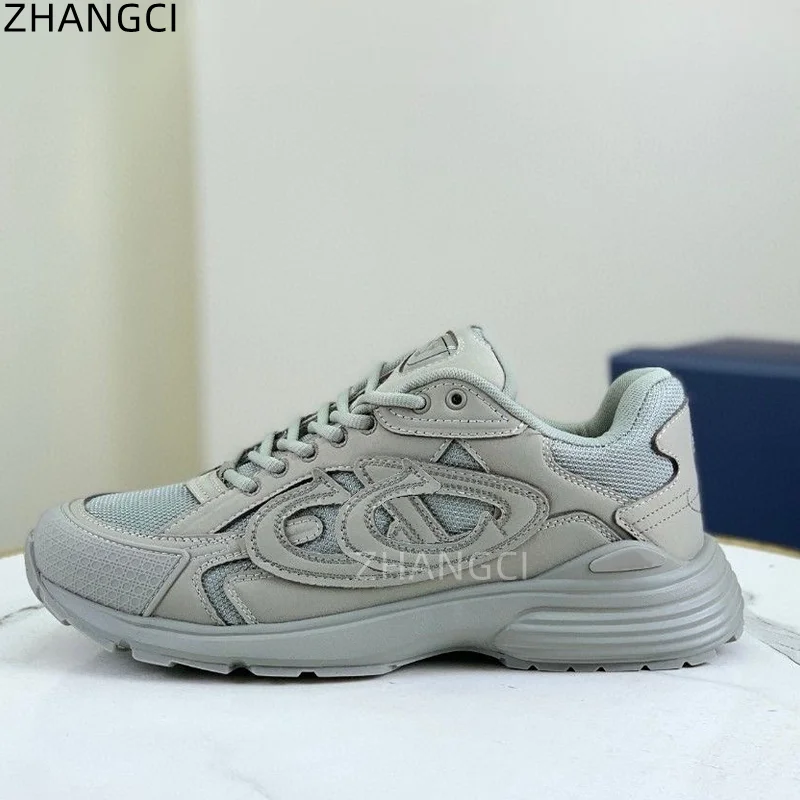 2024 high quality luxury designer luxury leisure non-slip breathable sneaker stitching mesh lace-up high-grade lightweight