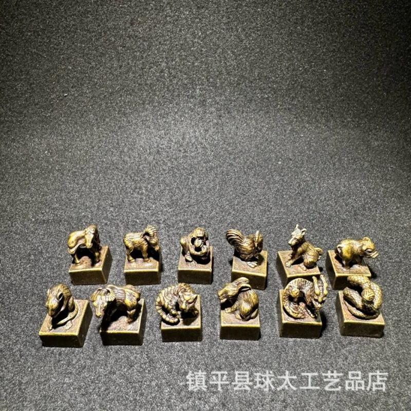 

Twelve Zodiac Seal Antique Style Craft Bookshelf Decoration Collectible Small Ornament Zodiac