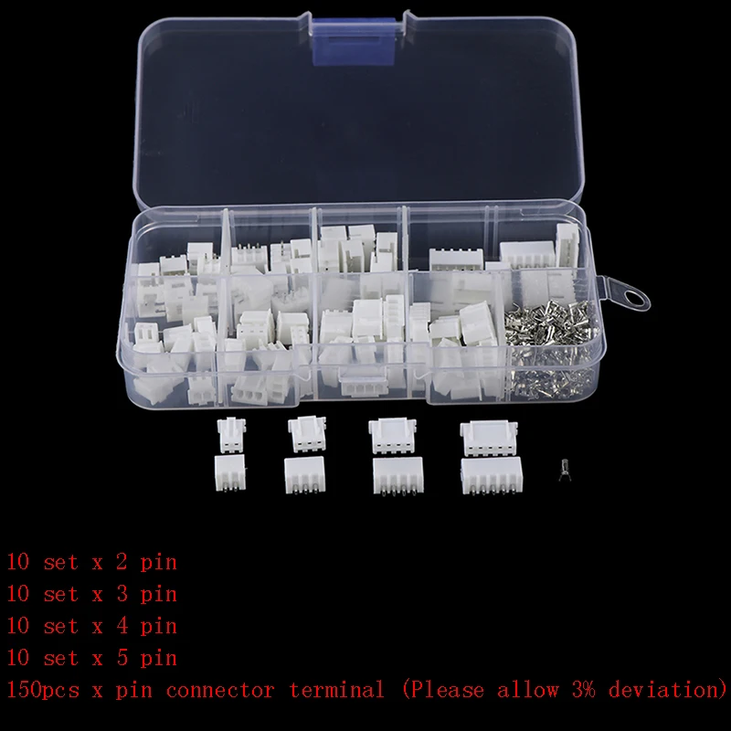 1Box JST-XH Kit 2/3/4/5Pin XH2.54MM Terminal Housing PCB Header Wire Connectors