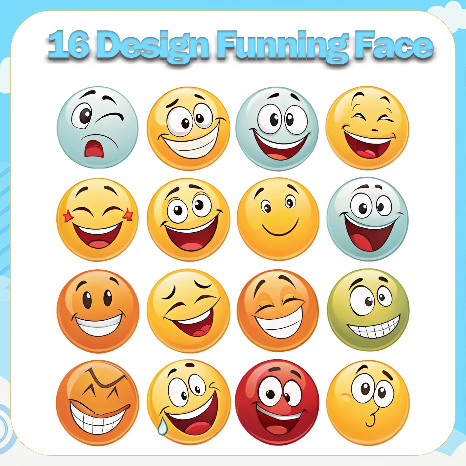 500 قطعة/لفة لطيف مضحك الوجه لصق ملصق 2.5 سنتيمتر/1.0 ''16 تصاميم الشارات Diy بها بنفسك تزين الهدايا مناسبة لتغليف الهدايا المختلفة #3
