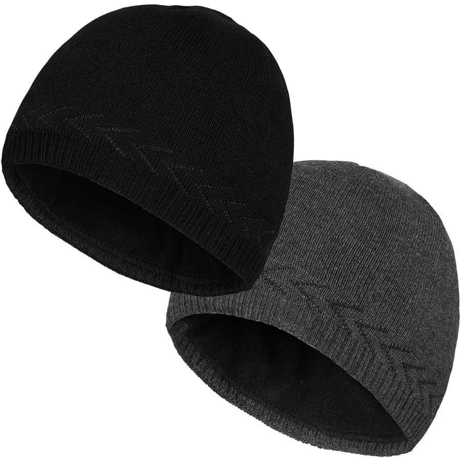 

Mens Winter Warm Knitting Hats Plain Skull Beanie Cuff Toboggan Knit Cap