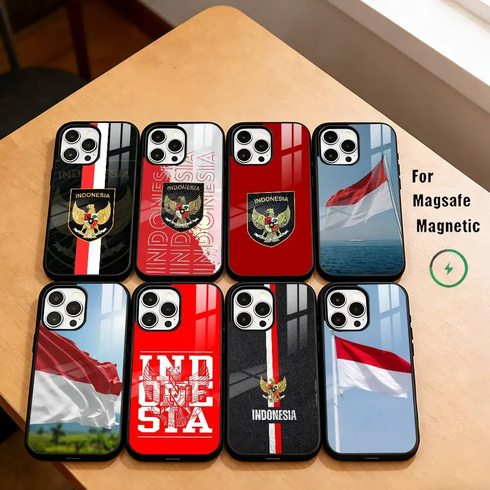 I-Indonesia Flag  Phone Case For iPhone17,16,15,14,13,12,11 Plus,Pro Magnetic For Magsafe Wireless Charging