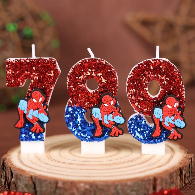 

0-9 Disney Spider-Man Original Fun Figure Candles Cute Cartoon Pattern Party Birthday Candle Cake Decoration Children Party Gift