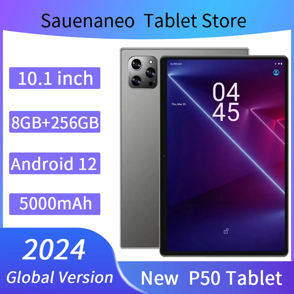 

Sauenaneo New Version New 10.1-inch Android Tablet P50 8GB RAM 256GB ROM Supports 3G Calls Google 5000mAh Dual Camera Dual Card