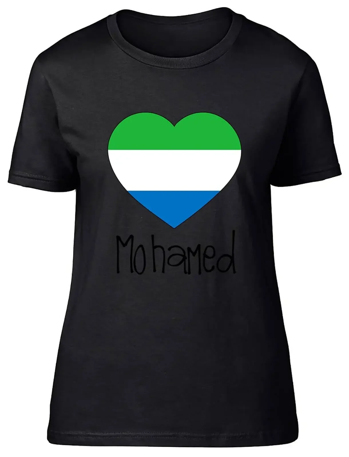 Personalised Sierra Leone Football Nation Flag Fitted Womens Ladies T Shirt