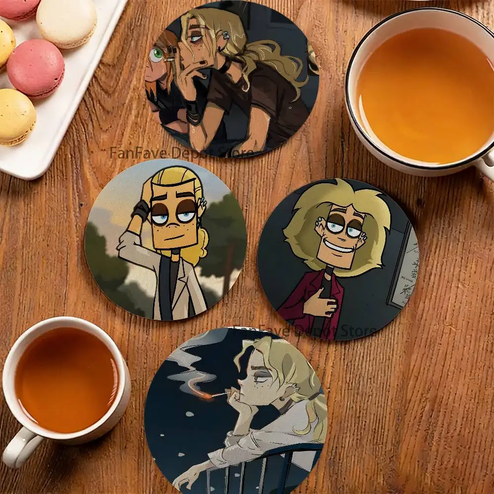 

cool Art Metal Family Dee 2D Pattern round Wooden Coaster Decorative Coffee Cup for Use in Coffee Shops Bars Wine Beer