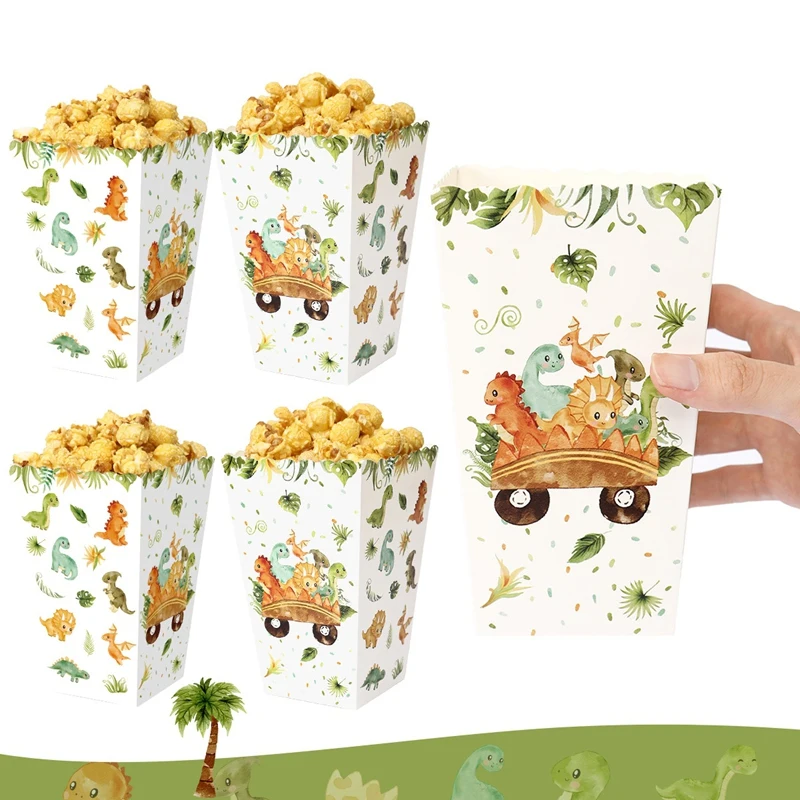 Cajas de Palomitas con Temática de Dinosaurios, Caja de Dulces, Decoración para Fiesta de Dinosaurios, Temática de Animales de la Selva, Artículos para Fiesta de Primer Cumpleaños