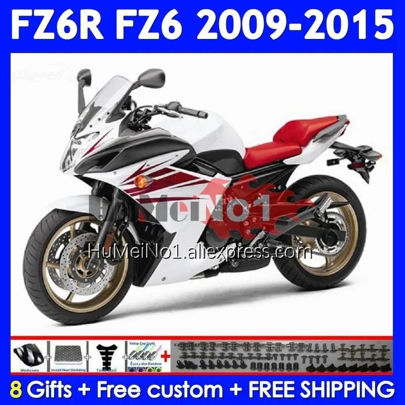 Body For YAMAHA FZ 6R FZ-6R FZ6 FZ6N 372No.21 FZ6R 09 10 11 12 White red 13 14 15 2009 2010 2011 2012 2013 2014 2015 Fairing