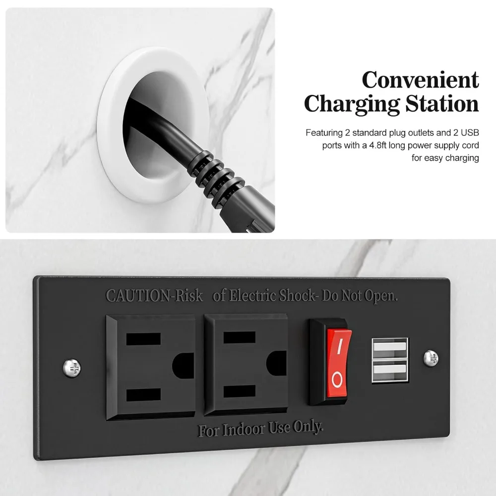 محطة أظافر طاولة مانيكير مع محطة شحن، محطة طاولة أظافر ذات نسيج رخامي لتقنية الأظافر مع مجمع غبار، طاقة O