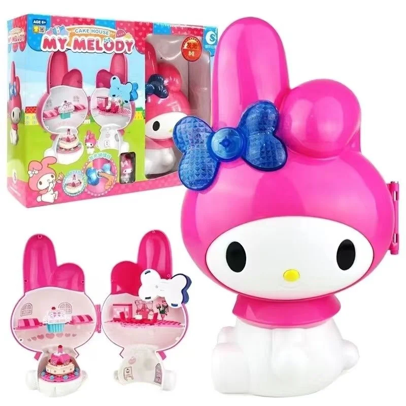 

Kawaii Sanrio My Melody Play House Toys Girl Cartoon Hello Kitty Playing Hall Anime Assembling Building Block Toys Birthday Gift