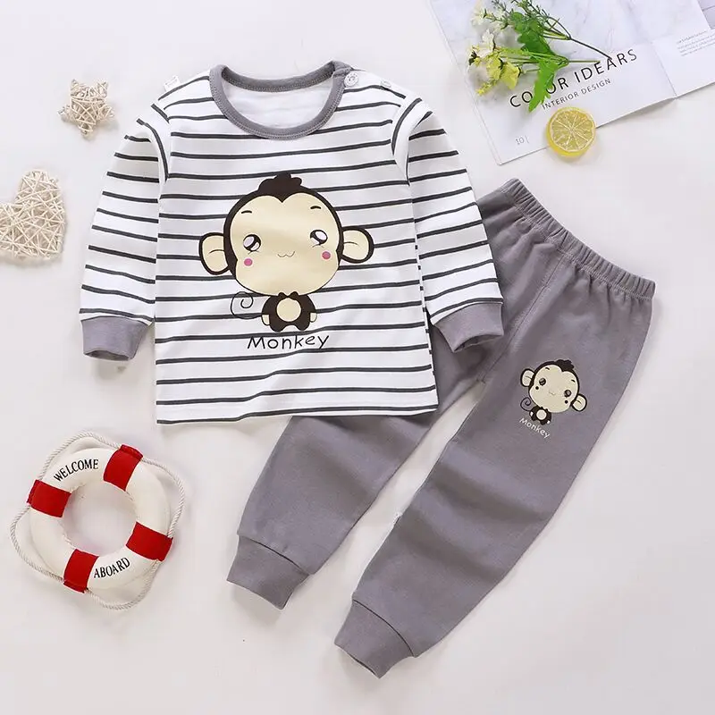 Spring Autumn Children Pajamas Set Kids Baby Girl Boys Underwear Clothing Long Sleeve Sleepwear Pajamas Sets Kids Clothing