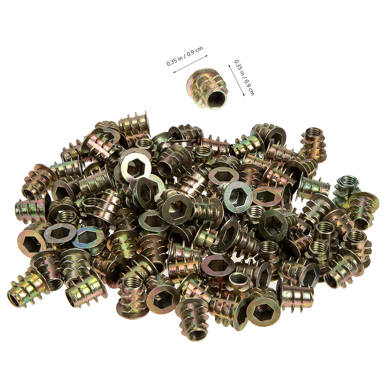 100 قطعة عرافة المقبس المسمار في الجوز للأثاث الخشبي سبائك الزنك الخيوط إدراج دائم الصدأ مقاومة السحابة موصل #5