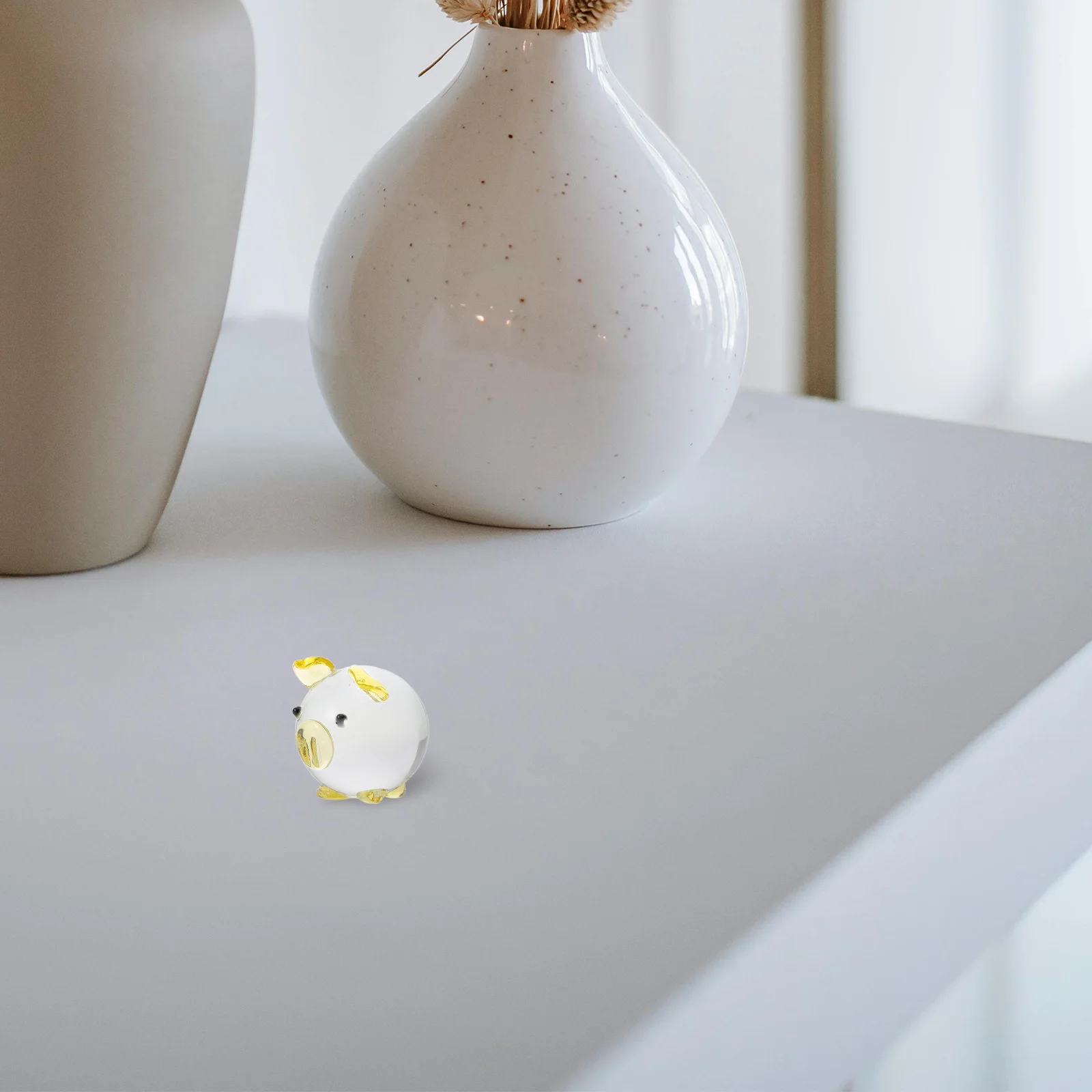 

Glass Pig Modeling Decor Small Clear Animal Statue for Desk Home Office Decorative Charm Realistic Craft