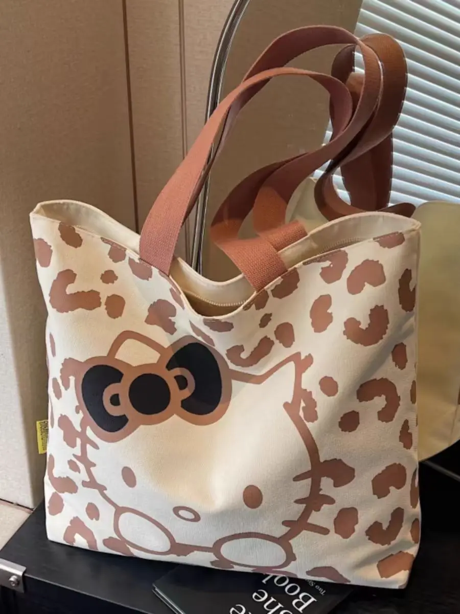 

Sanrio hello kitty женская холщовая сумка с героями мультфильмов, модная женская сумка-тоут, большая вместительная сумка для студентов