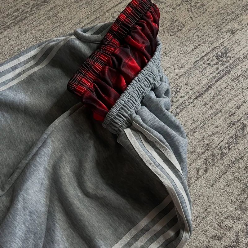 

2025 New Fashion Striped Y2K Pants Men's and Women's Straight High Waist Splicing Pants Street Hip Hop Casual Pants