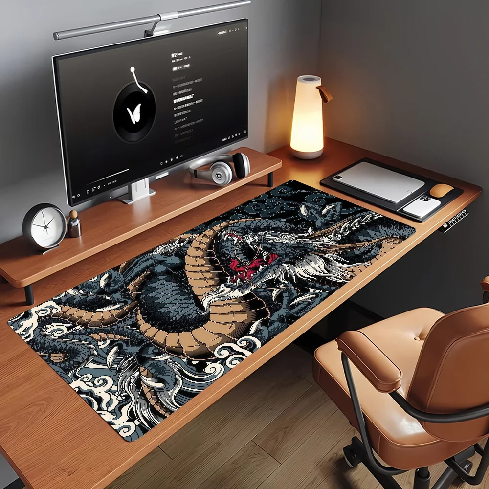 Dragon Mouse Pad Non-slip Locking Edge DeskMat PC Laptop Accessories Rubber Office Keyboard Game Carpet 350x900x3mm