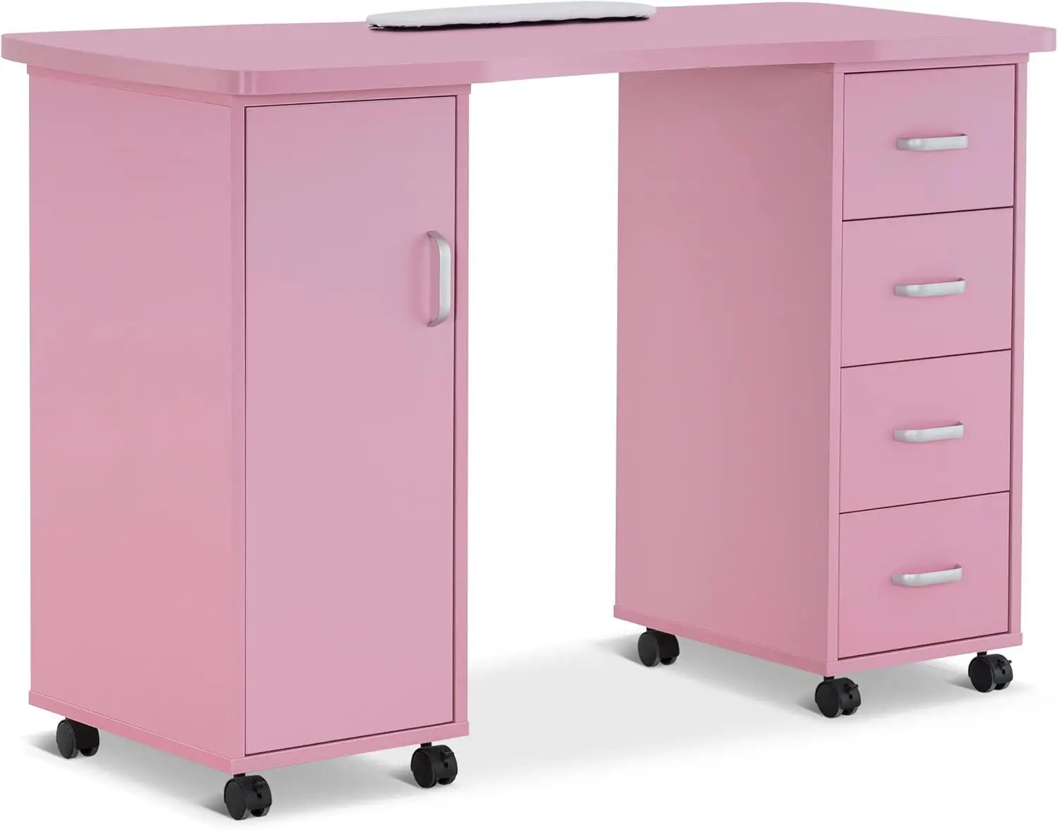 Premium Black manicure table removable manicure table with universal wheel pattern embroidery workbench