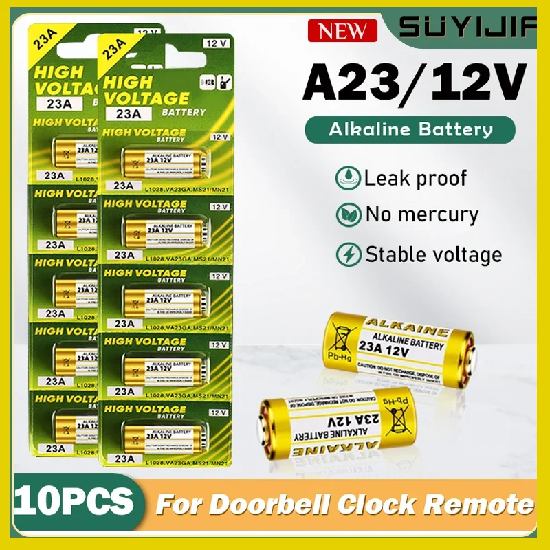 10PCS 12V Alkaline Battery A23 23A 23GA A23S E23A EL12 MN21 MS21 V23GA L1028 GP23A LRV08 For Remote Control Doorbell Dry Cell