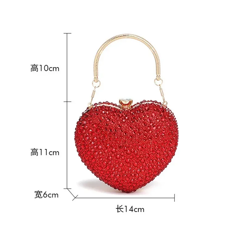 Gold Purple Luxury Diamond Inlay Heart Shape Crystal Clutch Purse Evening Wedding Party Shoulder Bag Rhinestone Clutches Bags