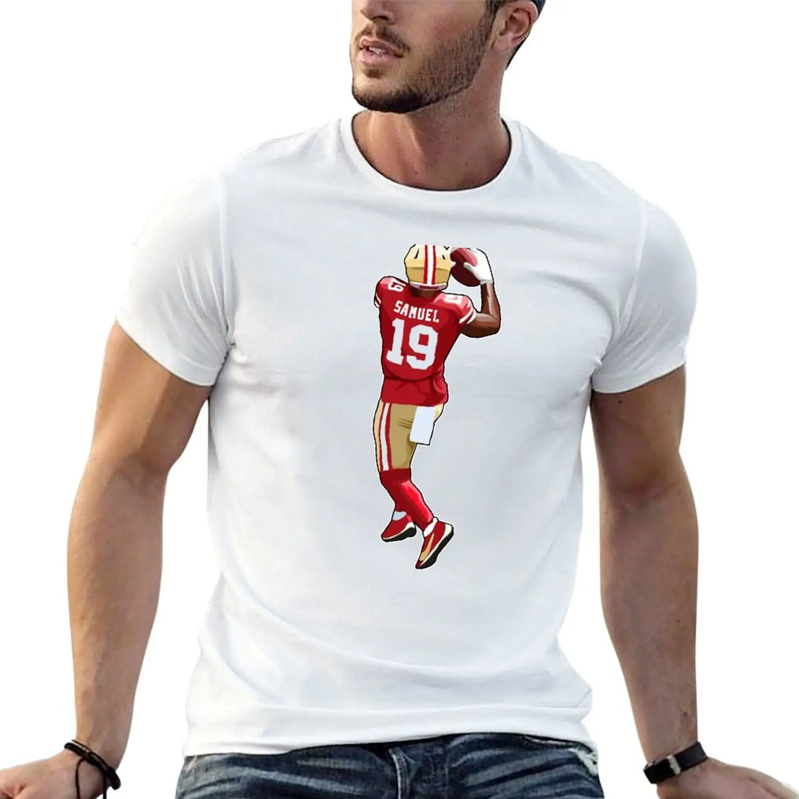Deebo Samuel #19 Make A Catch T-Shirt customizeds graphic t shirts fitted t shirts for men