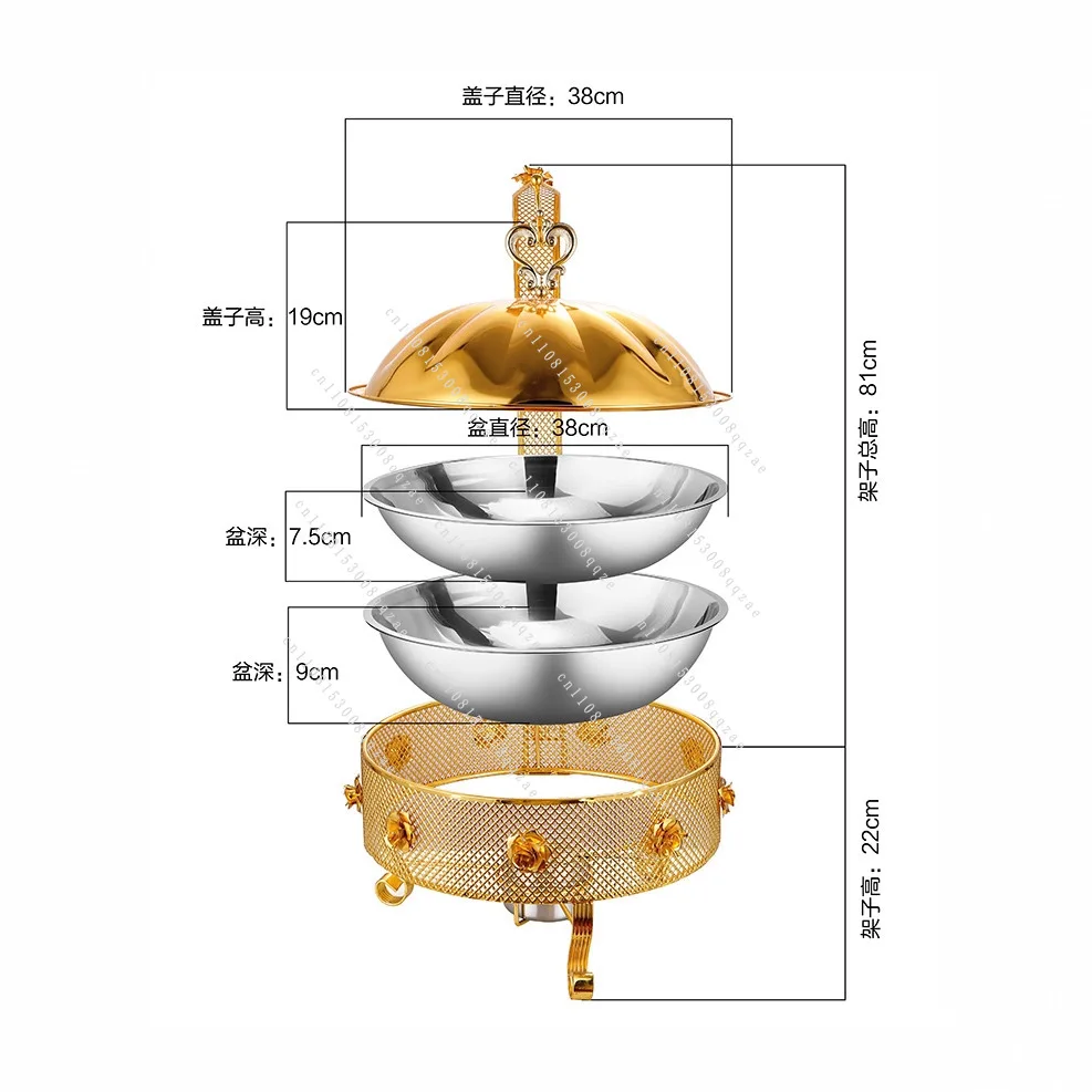 Golden Lace Hanging Cover Dining Stove Retro European High Foot Dining Stove Hotel Self-service Alcohol Heating Buffet Stove