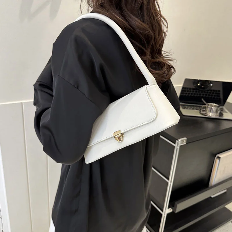 Fashion Locking Armpit Bag Pure Colour Simple Gentle Fashion Locking Small Bag Women\'s Handbag