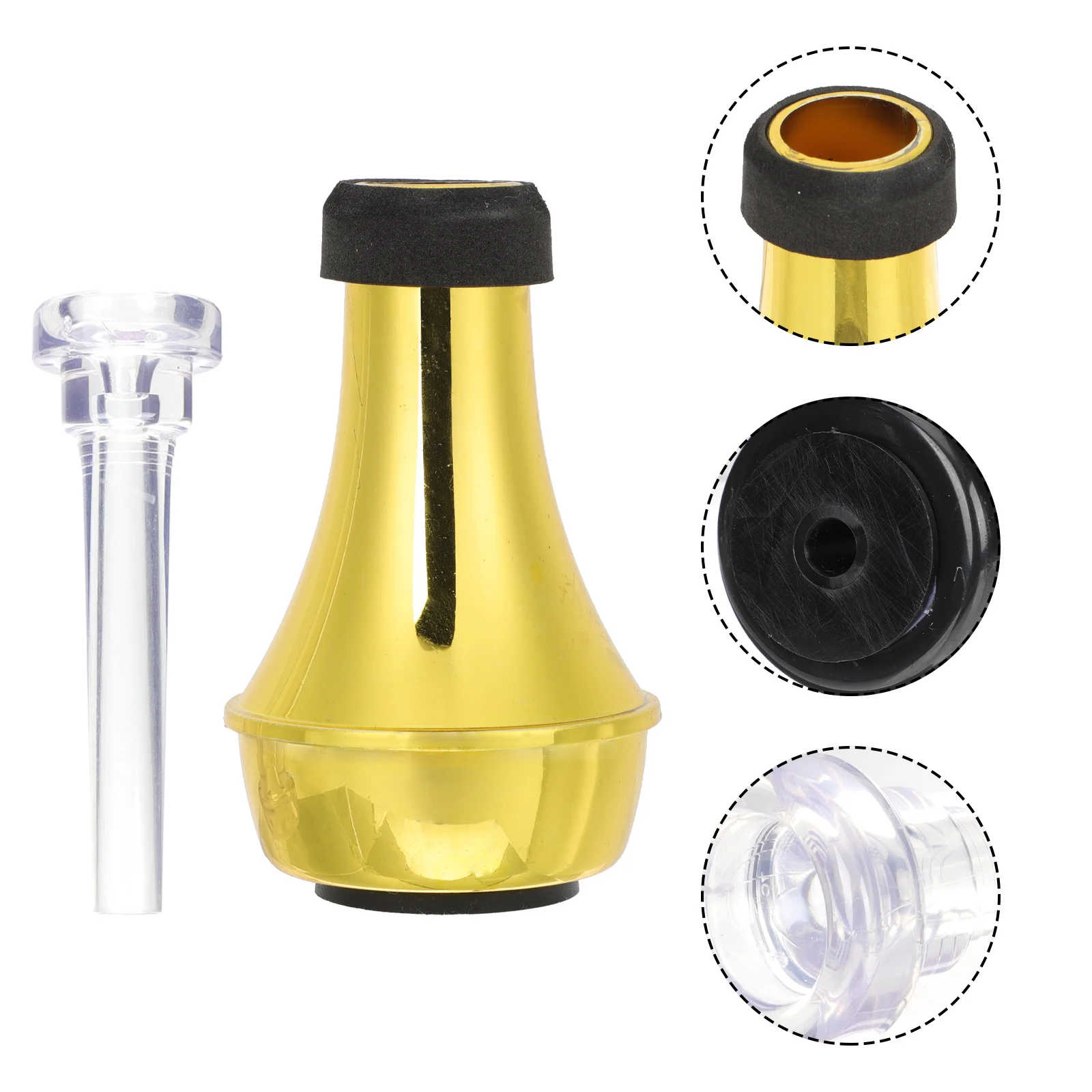 

1 Set Mute With Mouthpiece Abs Lightweight Durable Straight Practice Mute For Beginner Trumpet Players Plastic Rubber Trumpet