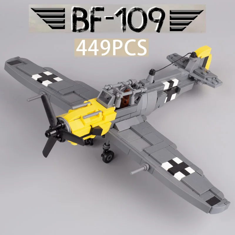 WW2 Military German BF-109 Battle Flight Building Block Helicopters Airplane Armed Model Brick Transport Plane Gunship Toys Boys