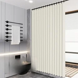 La cortina de ducha plegable de lino grueso impermeable de 1 pieza es adecuada para cortinas de ducha impermeables en baños Ş