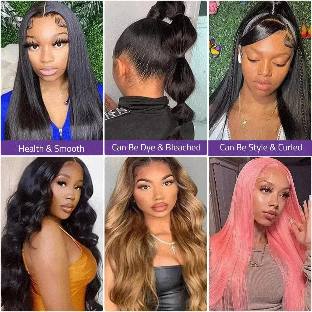 40 بوصة 200 الكثافة 13x4 13x6 360 5x5 HD العظام مستقيم الدانتيل الجبهة 100% خصلات الشعر المستعار الإنسان البرازيلي شعر مستعار أمامي قطعها للنساء #4