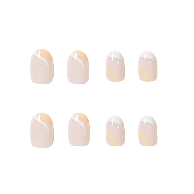 24Pcs/Box White Orange Color Matching Fake Nail Press on s False   Tips with Glue Sticker  Set    Art