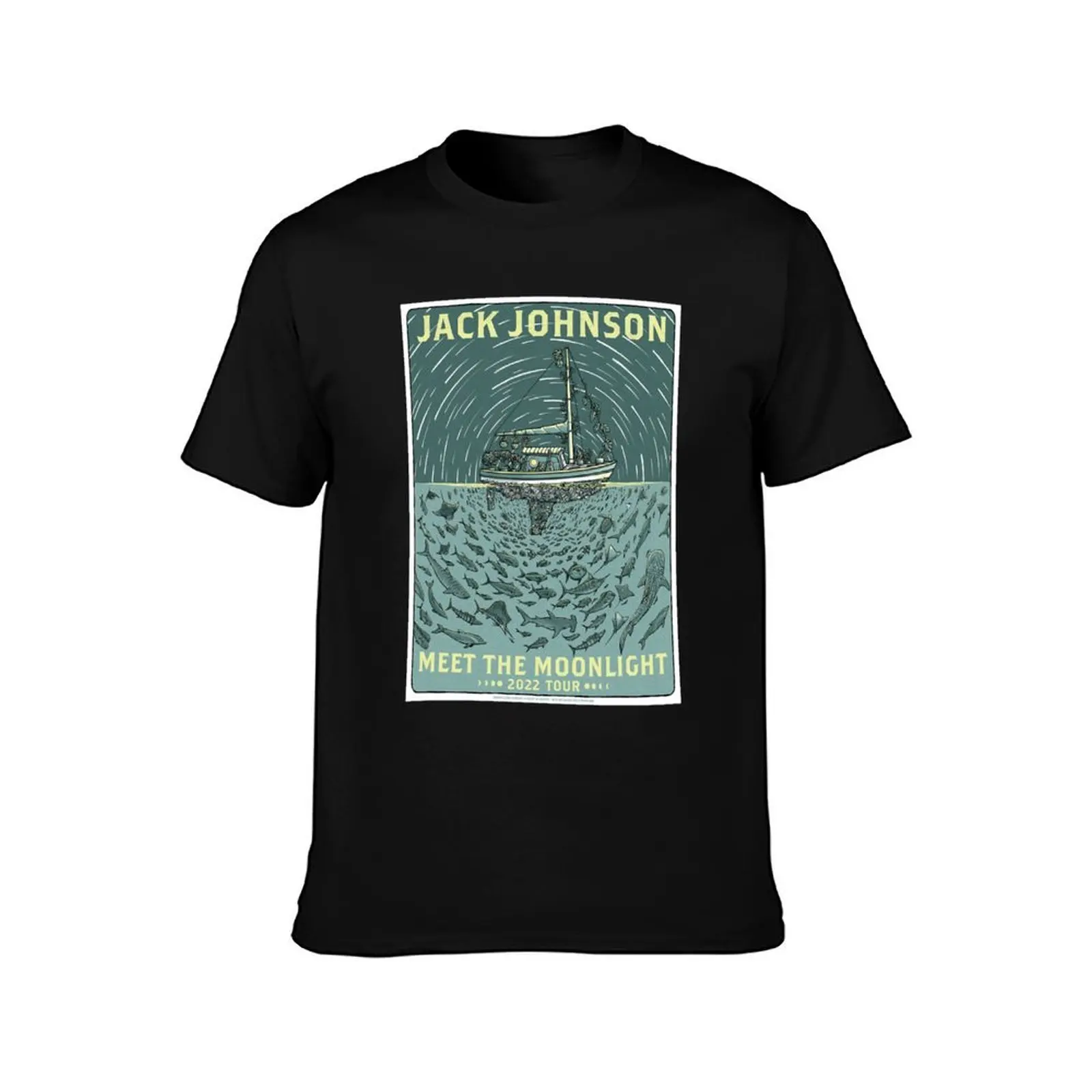 Jack Johnson Meet the Moonlight Classic T-Shirt, Summer Casual Cotton Tee, Oversized Streetwear Tops, Vintage Graphic Print