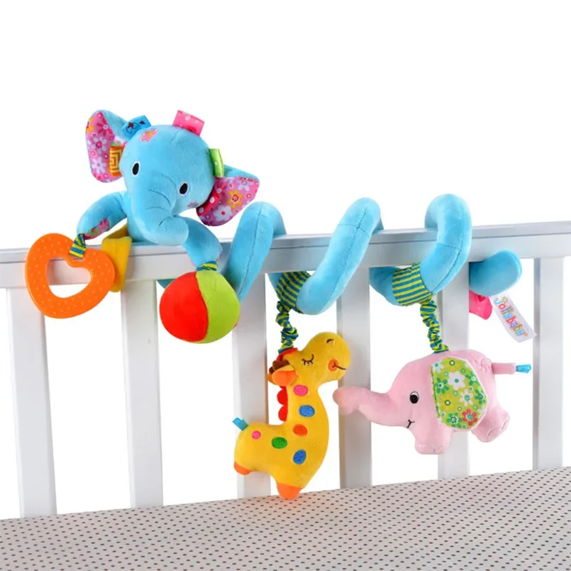 Brinquedos de pelúcia chocalho animal para o bebê, carrinho infantil móvel, berço de cama, brinquedos pendurados em espiral, 0-12 meses