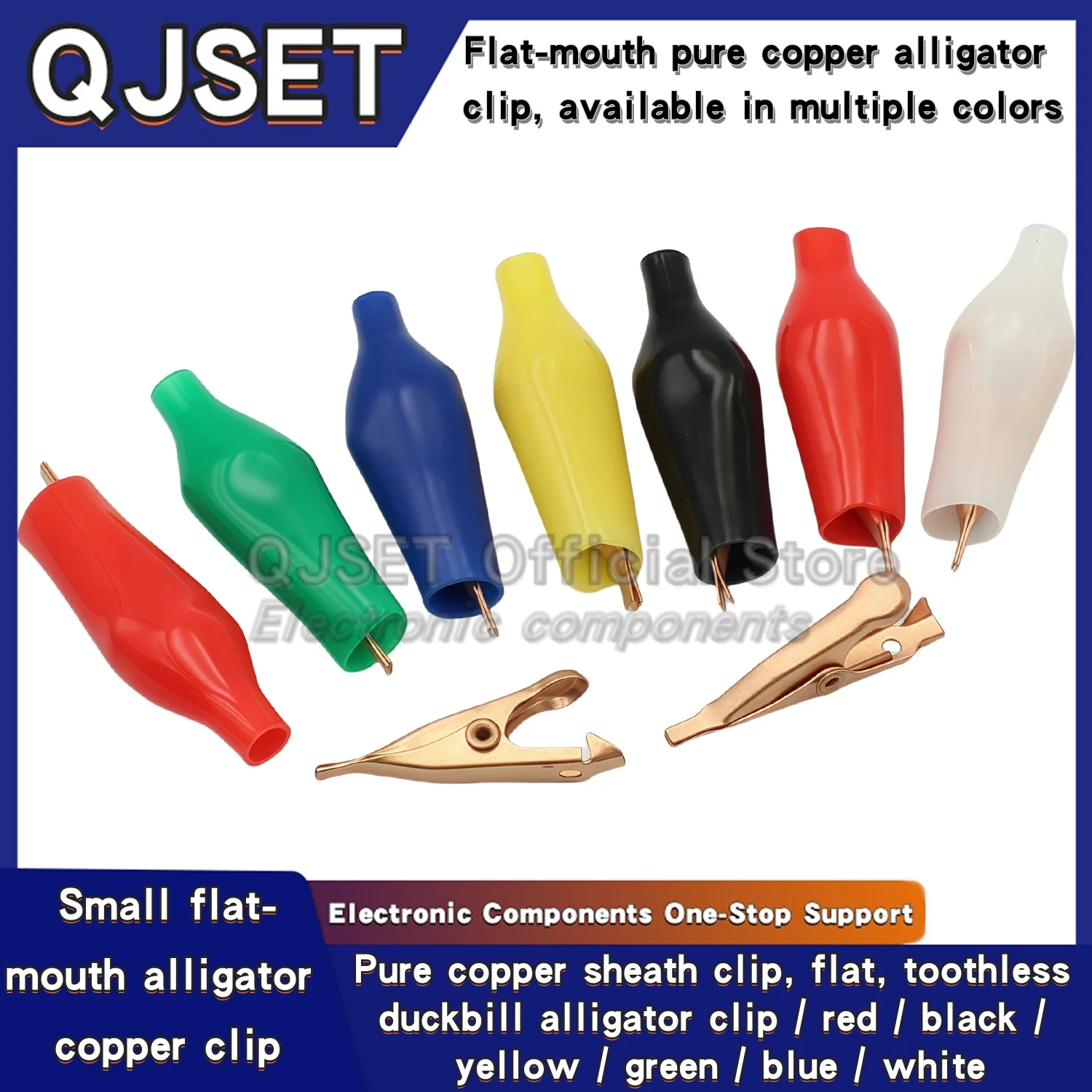 5 Stück 28 mm kleine flache Krokodilklemme aus reinem Kupfer, flache Clips, zahnlos, kleine Kupferklammern, Testklammern, Mantelklammer, Rot, Schwarz, 5 A