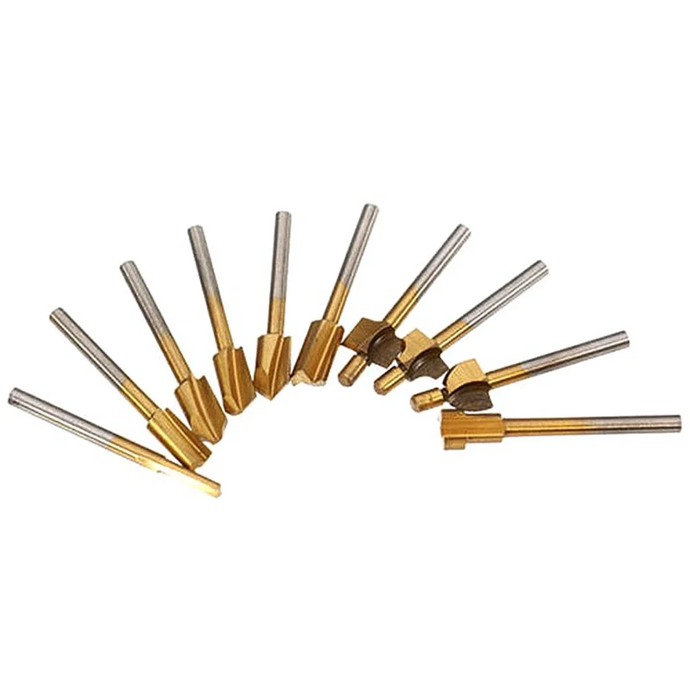 Mèches de menuiserie à tige de 1/8 "3mm, mèches de toupie HSS fraise à bois, outil rotatif Dremel 10 pièces