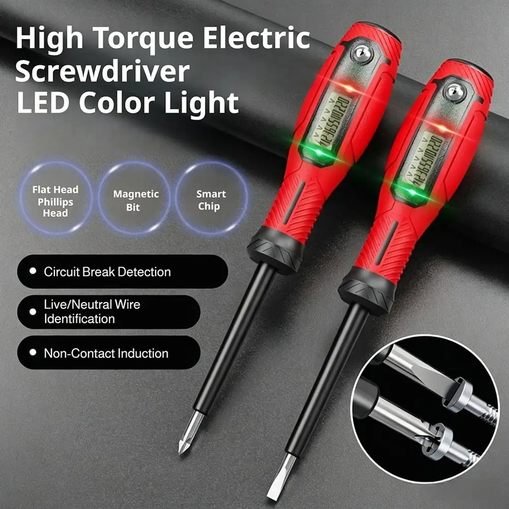 2-in-1 Digital Display Voltage Tester Screwdriver Multi Functional LED Digital Display Intelligent Test Pen For Electricians