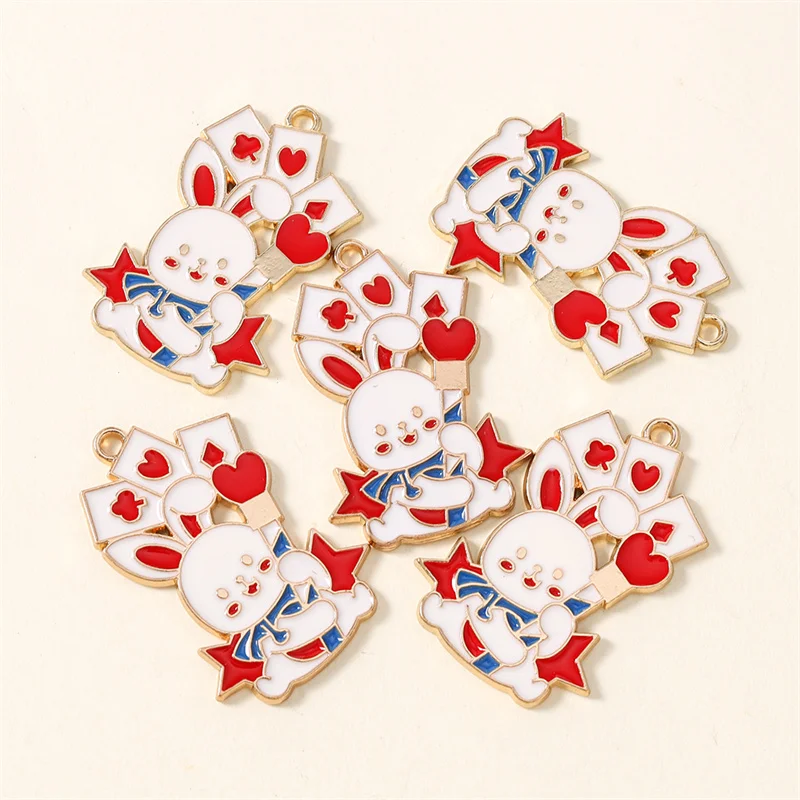 10pcs Fashion Enamel Circus Animals Dog Rabbbit Bear Charms for Earrings Bracelet Necklace Diy Jewelry Pendants Wholesale
