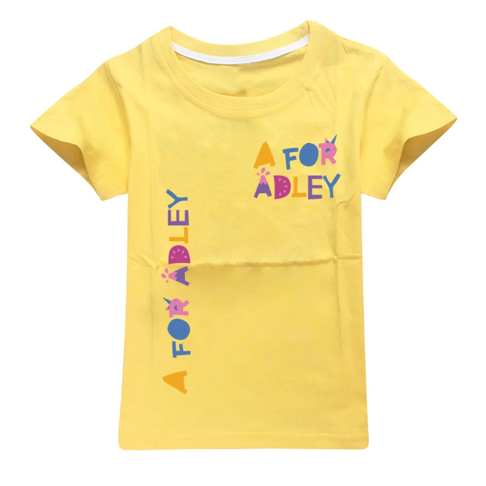 A FOR ADLEY Girls Boys Anime Tops Print Cartoon Casual 2023 New Summer Children Cotton Short-sleeved T-shirt Kids Clothes 2-16Y