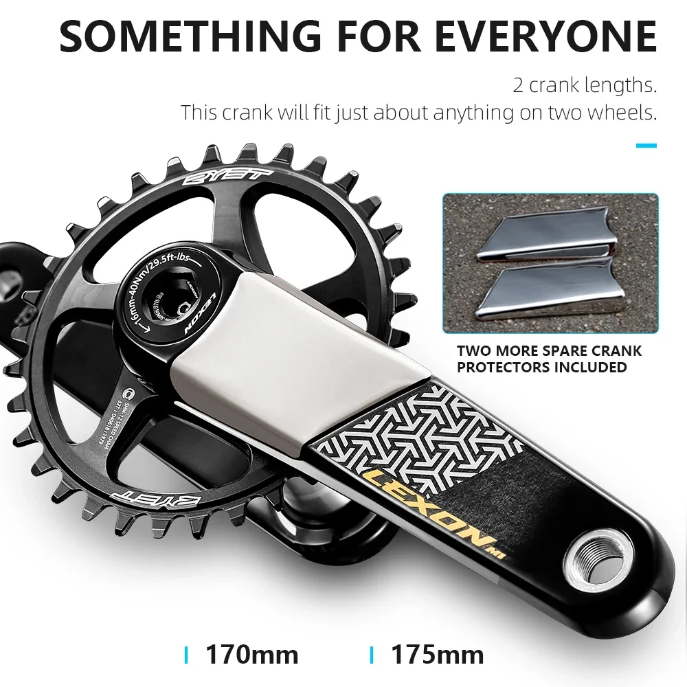 

Карбоновые шатуны LEXON MTB 2025 376 г DUB 29 мм 170/175 мм с прямым креплением 32-34T, полностью карбоновые для скоростных велосипедов 11S/12S