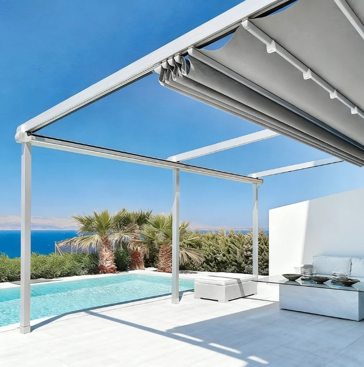 Cross-border Wholesale Outdoor Leisure Folding Rainproof Canopy Canopy Villa Electric Sunshade Canopy Awning