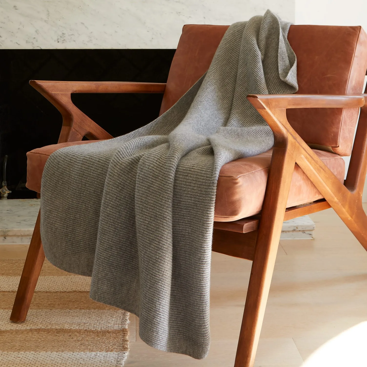 

Luxury custom Oversize rib knit cashmere throw blanket