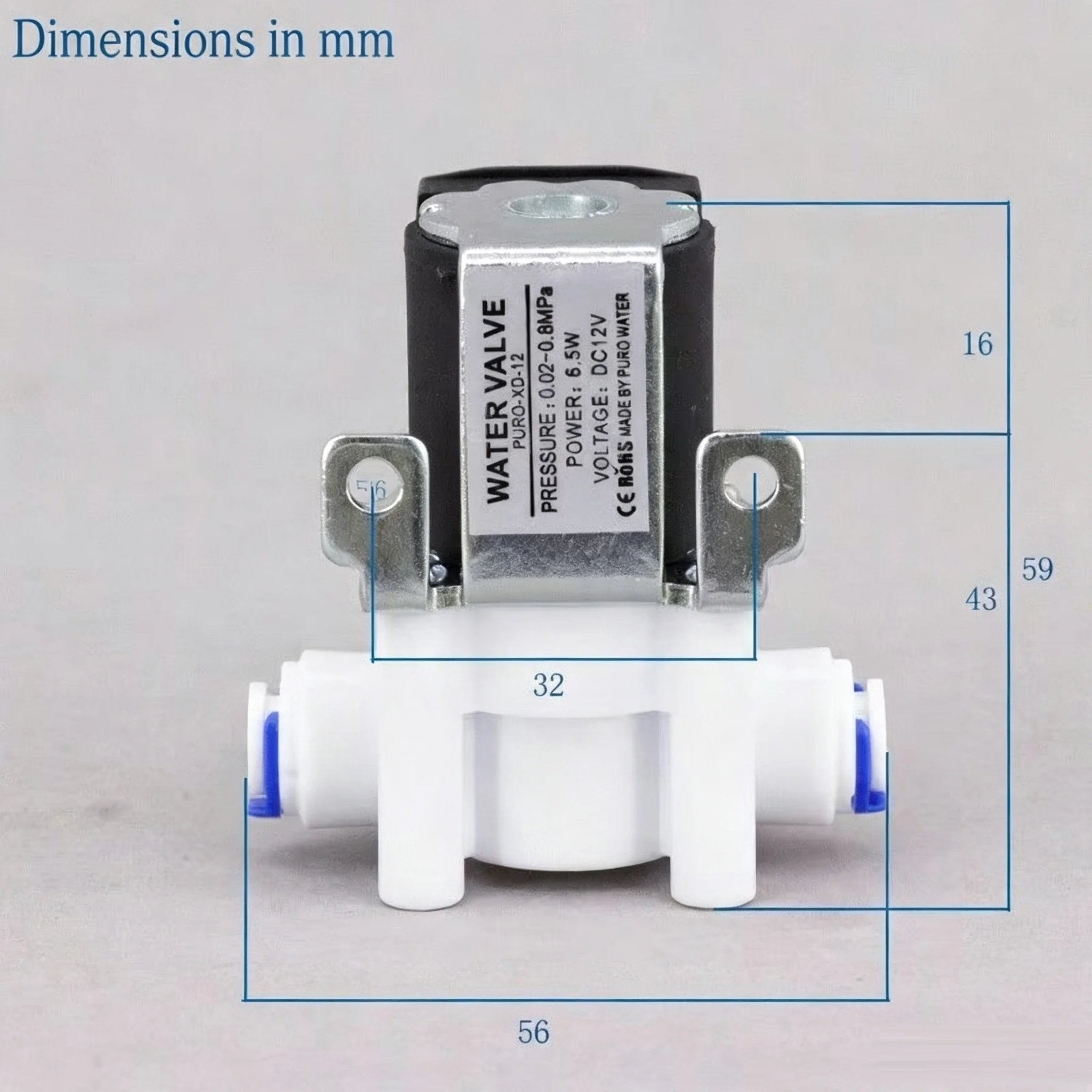1PC Inlet Solenoid Valve 12V/24V Pure Water Machine, Water Purifier, Reverse Osmosis 2-point Quick Connect Valve Switch