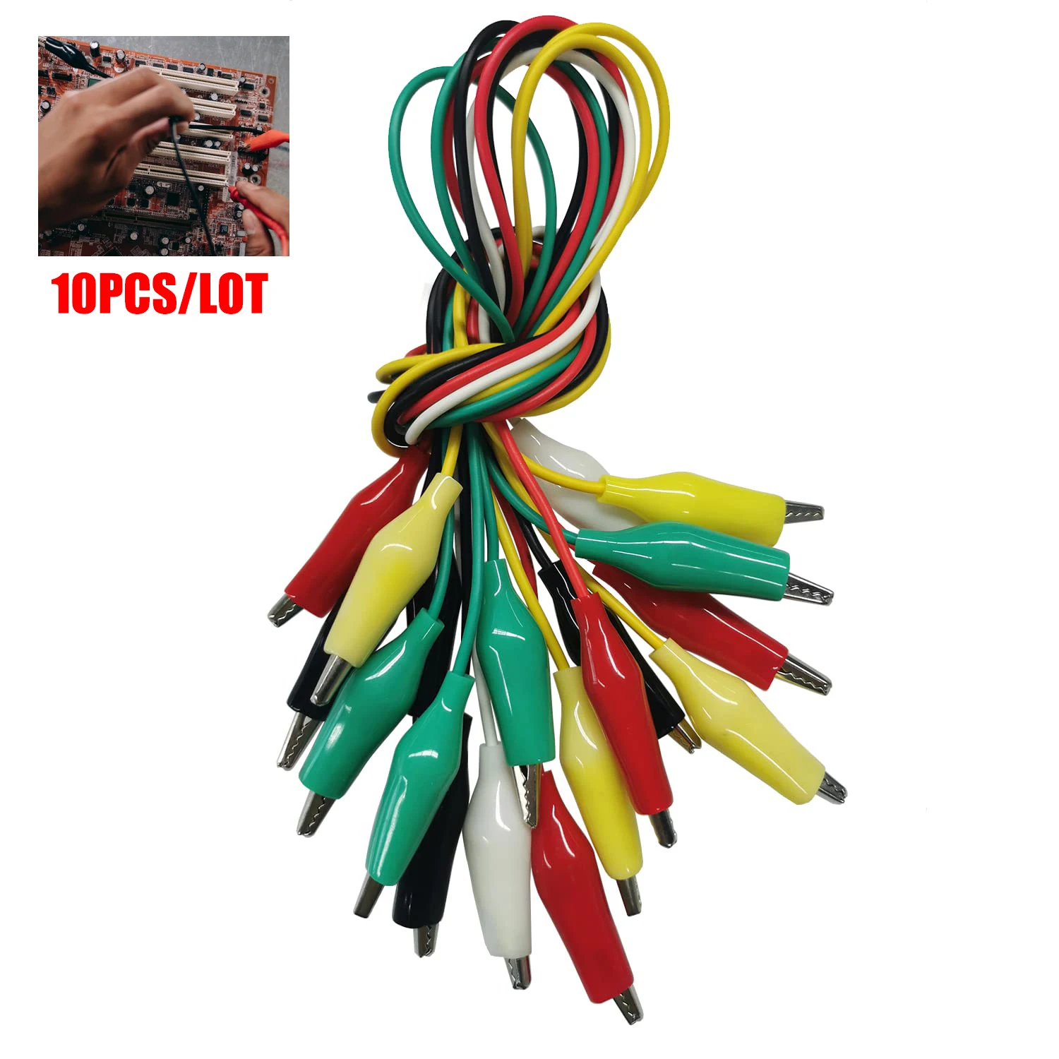 10PCS Premium Alligator Clip Electrical 5 Colors Test Lead with Testing Probes Crocodile Jumper Wires Cable with Alligator Clips
