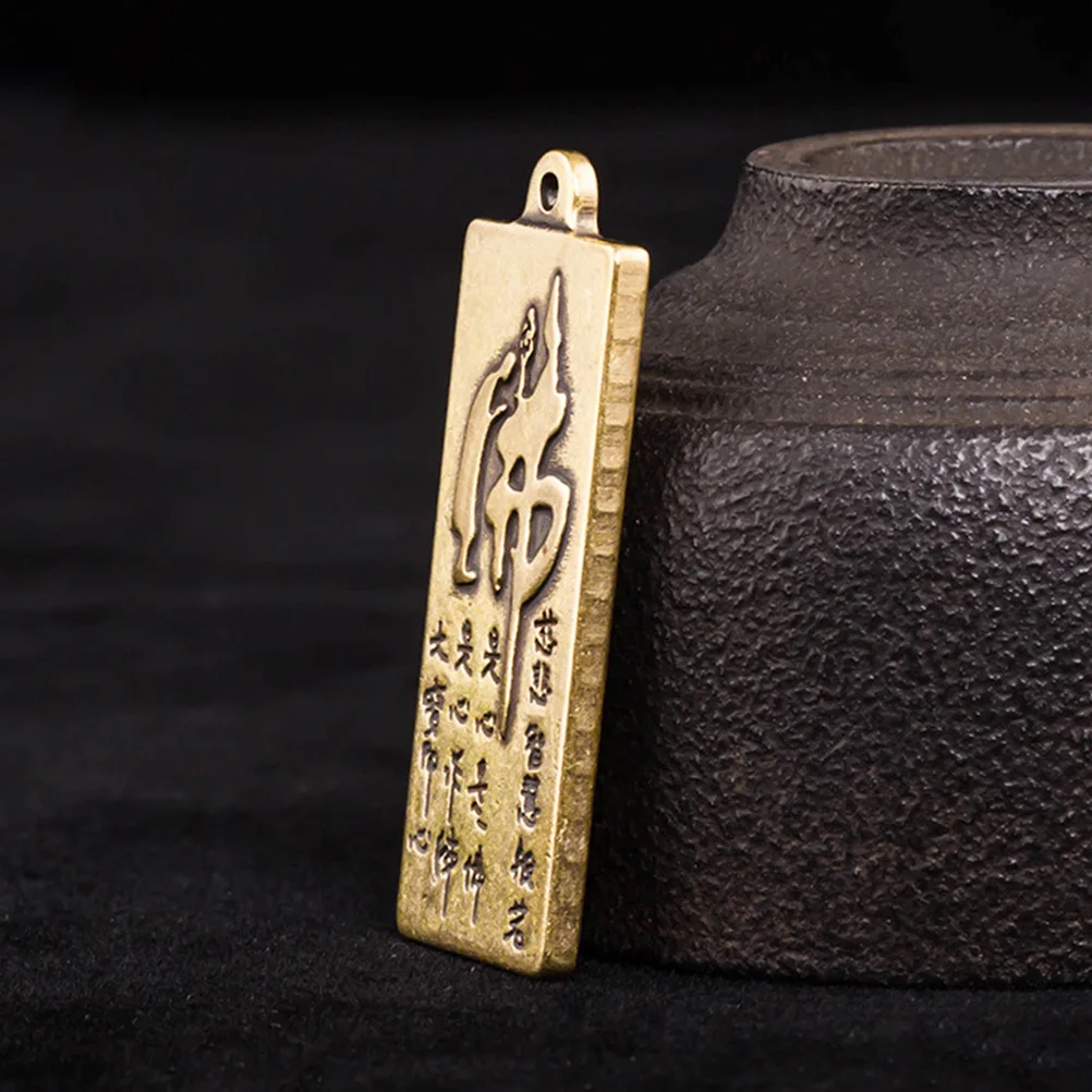 

2pcs Brass Amulet Buddha Card Creative Pendant Charm Hand-Painted Retro Design Decorative Hanging Keychain Decor Luck Charm